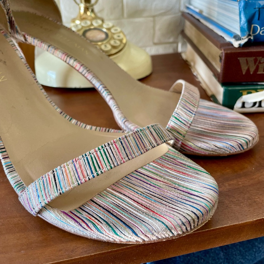 Stuart Weitzman Multicolor Suede Razzle Sandals Heels - Picture 4 of 16
